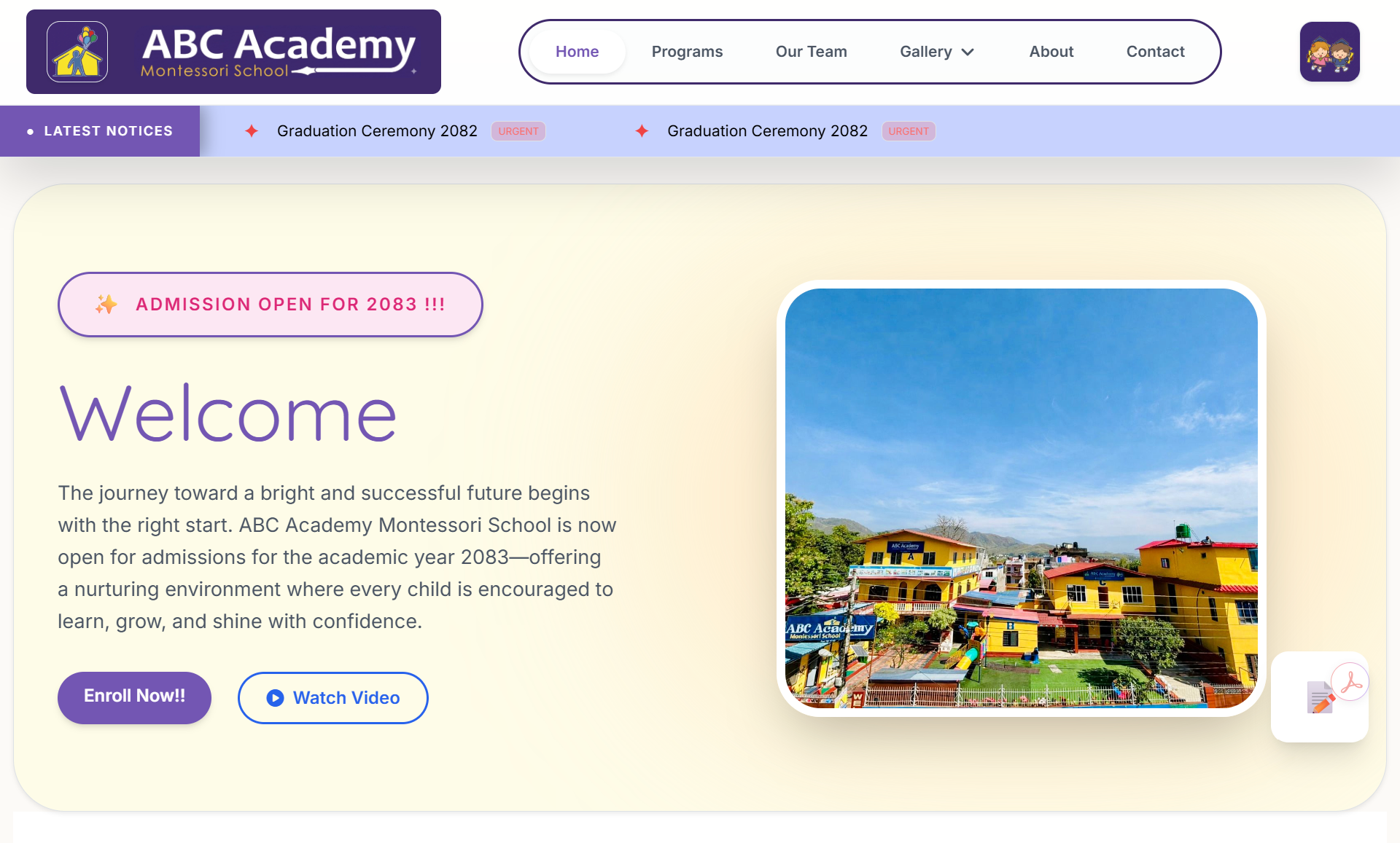 ABC Academy Montessori Website (Laravel with Filament Admin Panel)